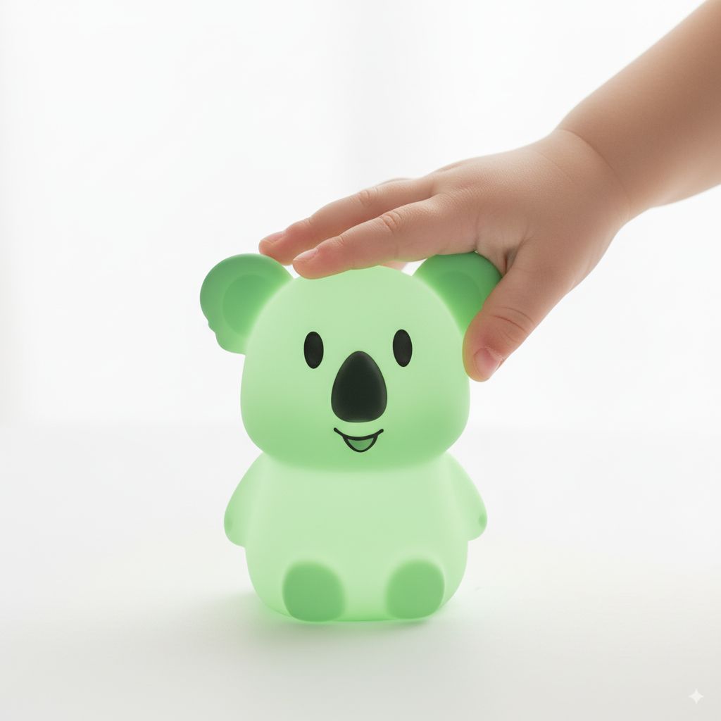HOME.X Nursery Night Light with Bluetooth Speaker Lullaby Music Player –Tap-Changing Color Silicone Koala Bedside Lamp