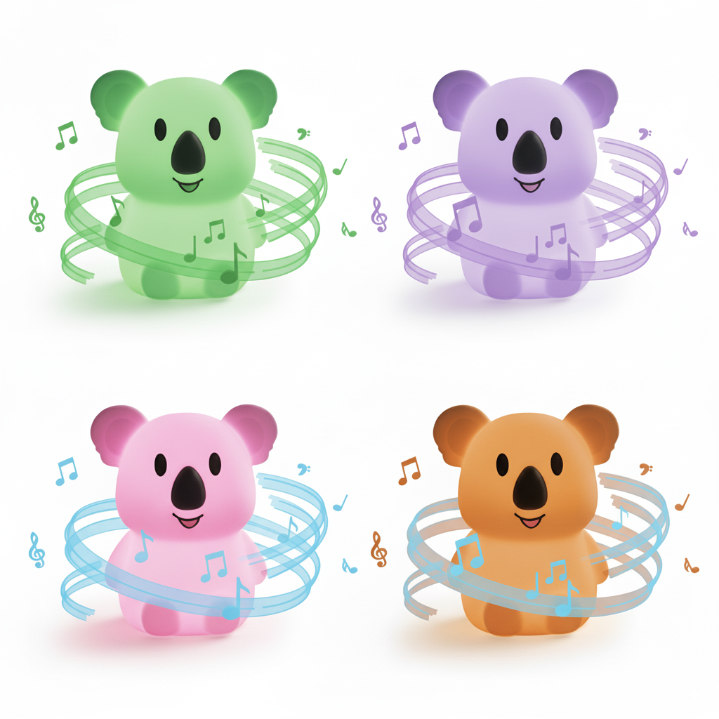 HOME.X Nursery Night Light with Bluetooth Speaker Lullaby Music Player –Tap-Changing Color Silicone Koala Bedside Lamp