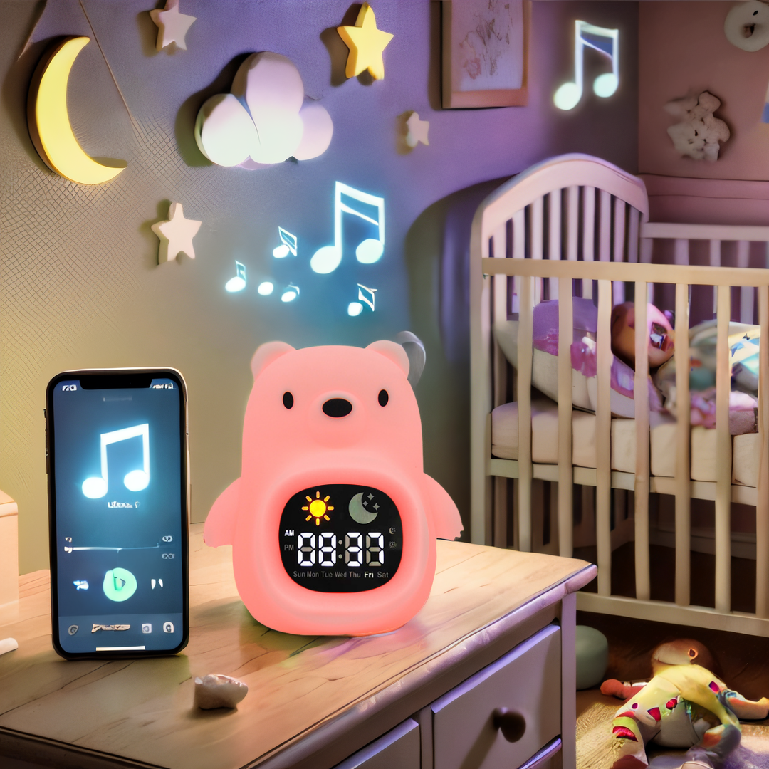 HOME.X 3-in-1  Nursery Clock Trainer+Flap Night Light+ Soothing White Noisy Machine for Kids