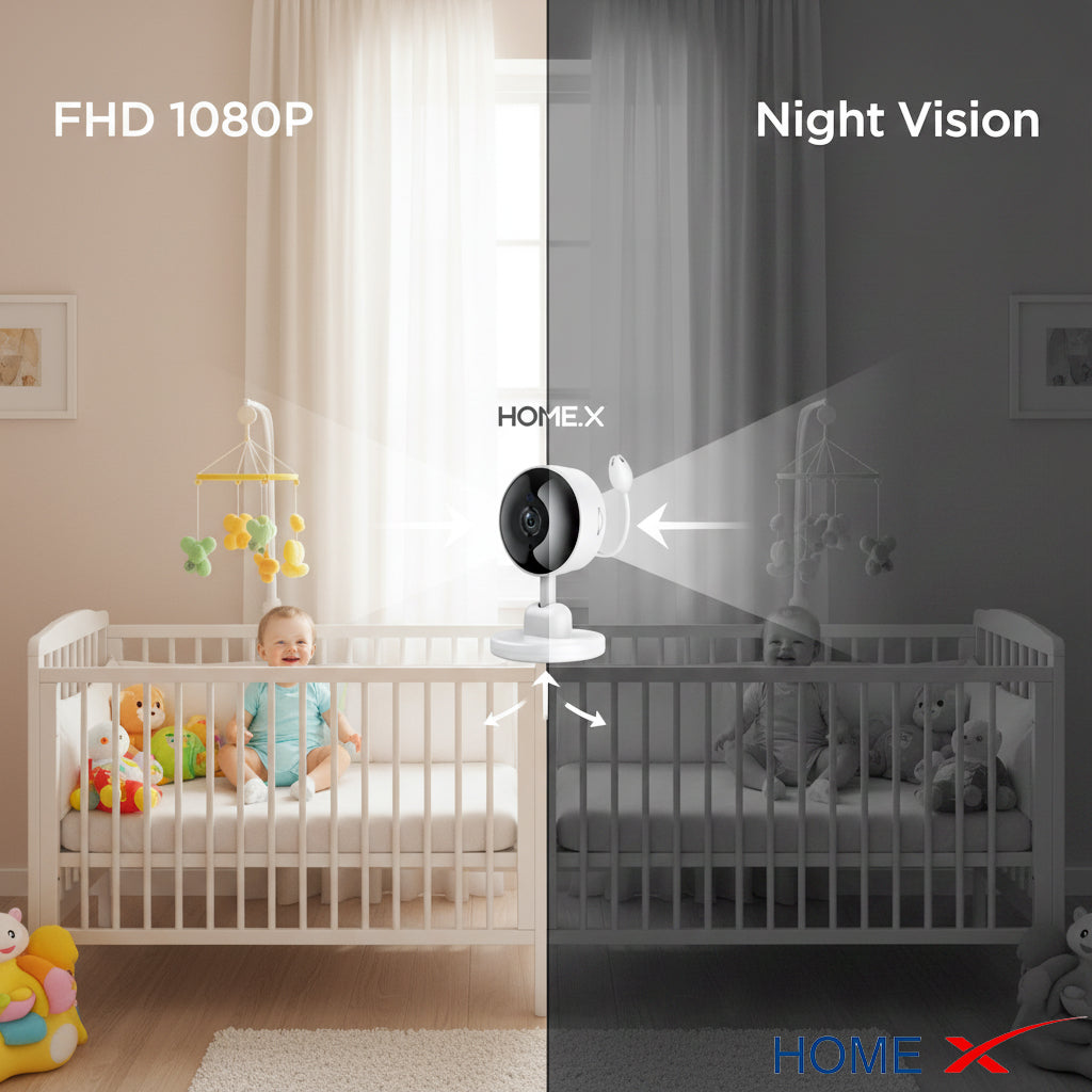 HOME.X Smart Baby Monitor Camera with WiFi – 1080P HD, Night Vision, Cry & Motion Detection, Temperature Monitoring, and 2Way-Audio
