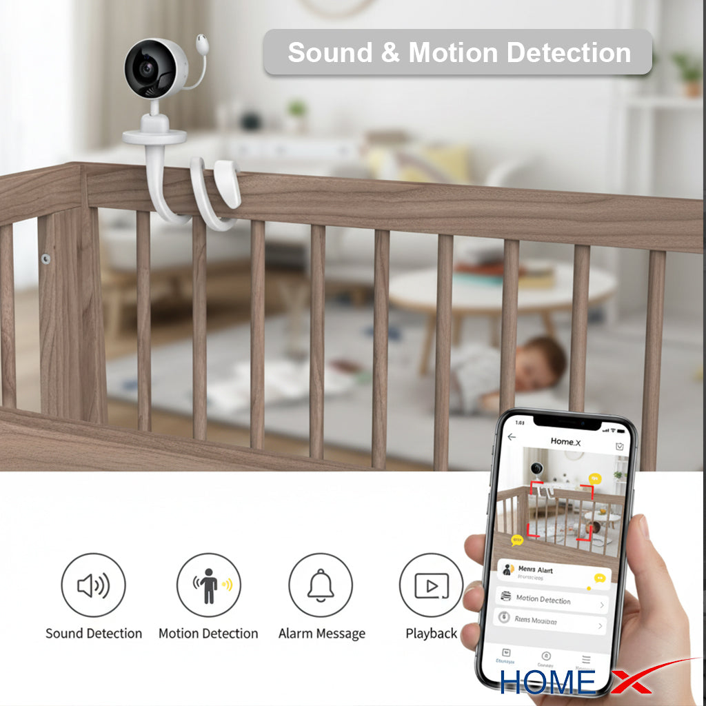 HOME.X Smart Baby Monitor Camera with WiFi – 1080P HD, Night Vision, Cry & Motion Detection, Temperature Monitoring, and 2Way-Audio
