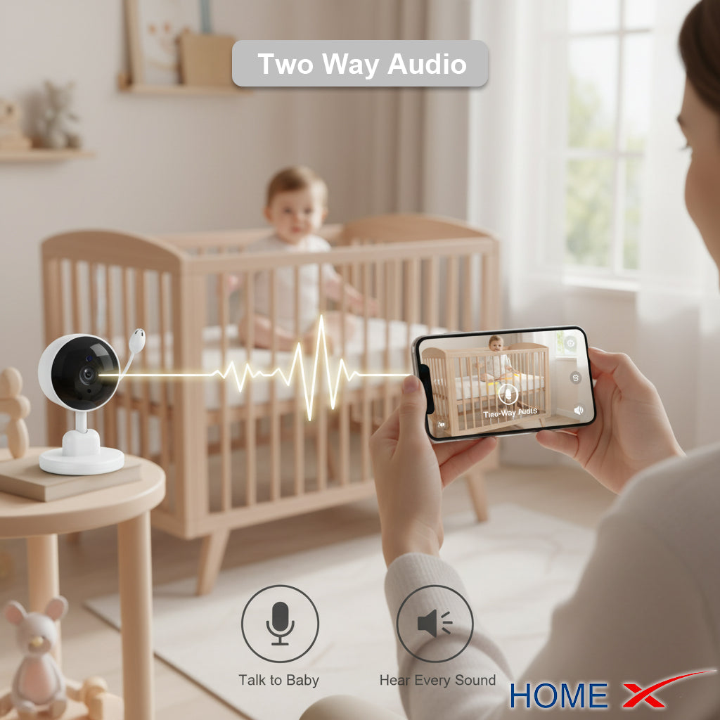 HOME.X Smart Baby Monitor Camera with WiFi – 1080P HD, Night Vision, Cry & Motion Detection, Temperature Monitoring, and 2Way-Audio